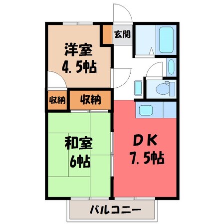 宇都宮駅 バス10分  砂田街道入口下車：停歩2分 1階の物件間取画像